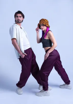 118T Unisex Cuffed Nylon Sweatpants - Maroon
