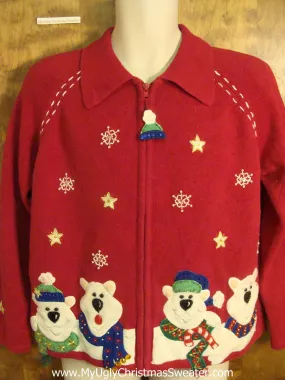 80s Polar Bear Family Funny Ugly Sweater for a Christmas Party