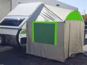 A-Frame Teardrop Trailer Side Tent Silver / Kelly Green Trim