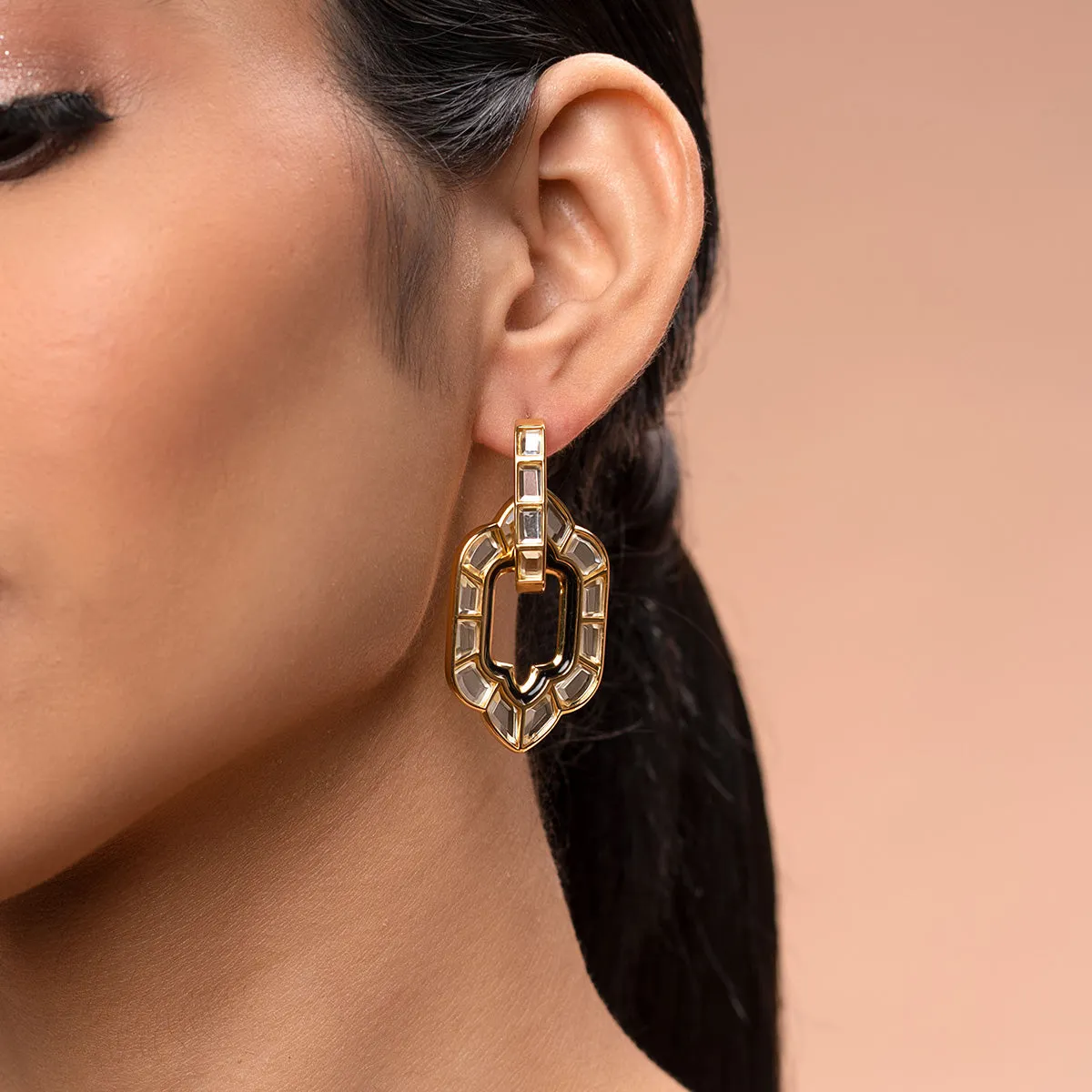 Amina Mirror Short Earrings
