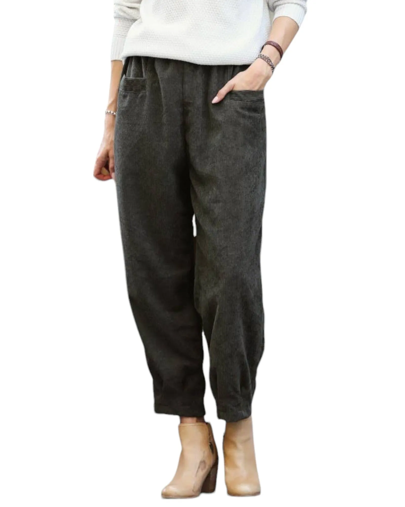 Ash Grey Corduroy Baggy Pants