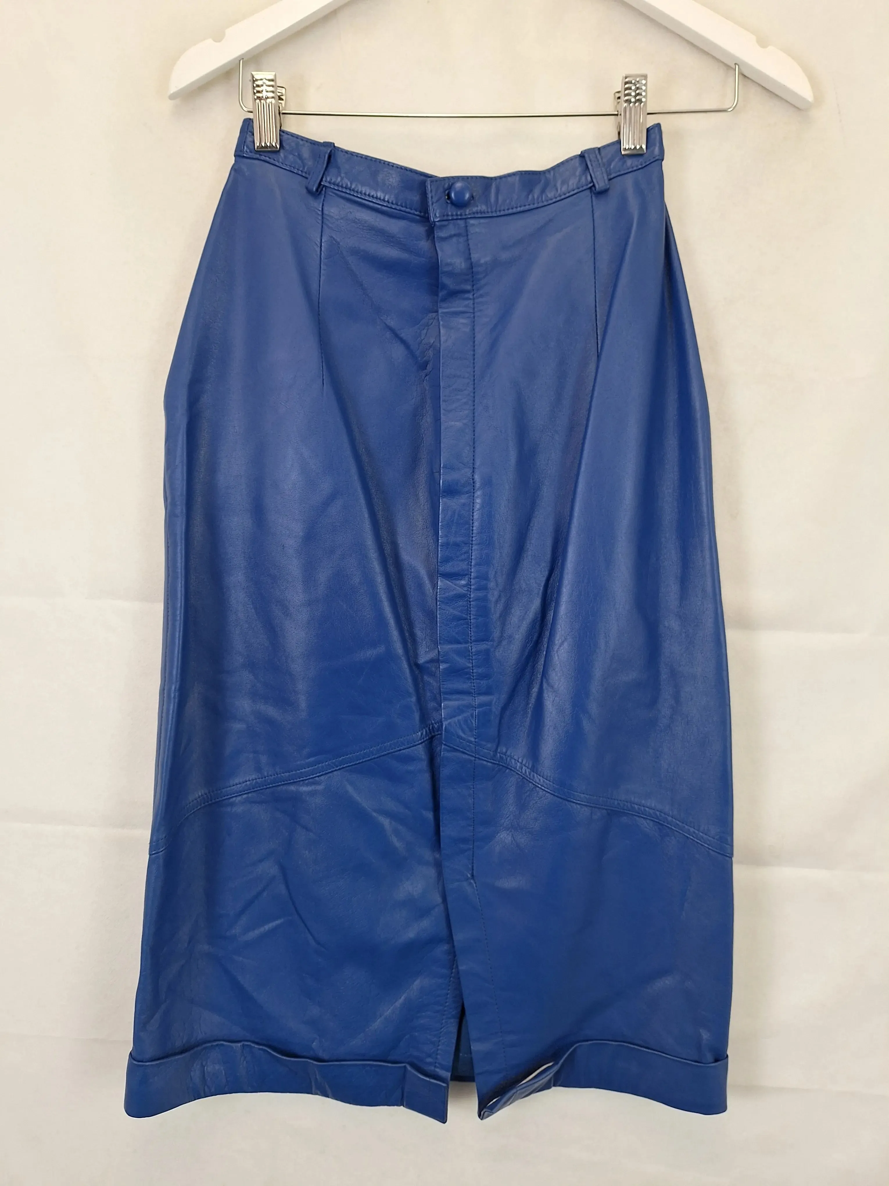 Assorted Brands Stylish Cobalt Leather Midi Skirt Size 12
