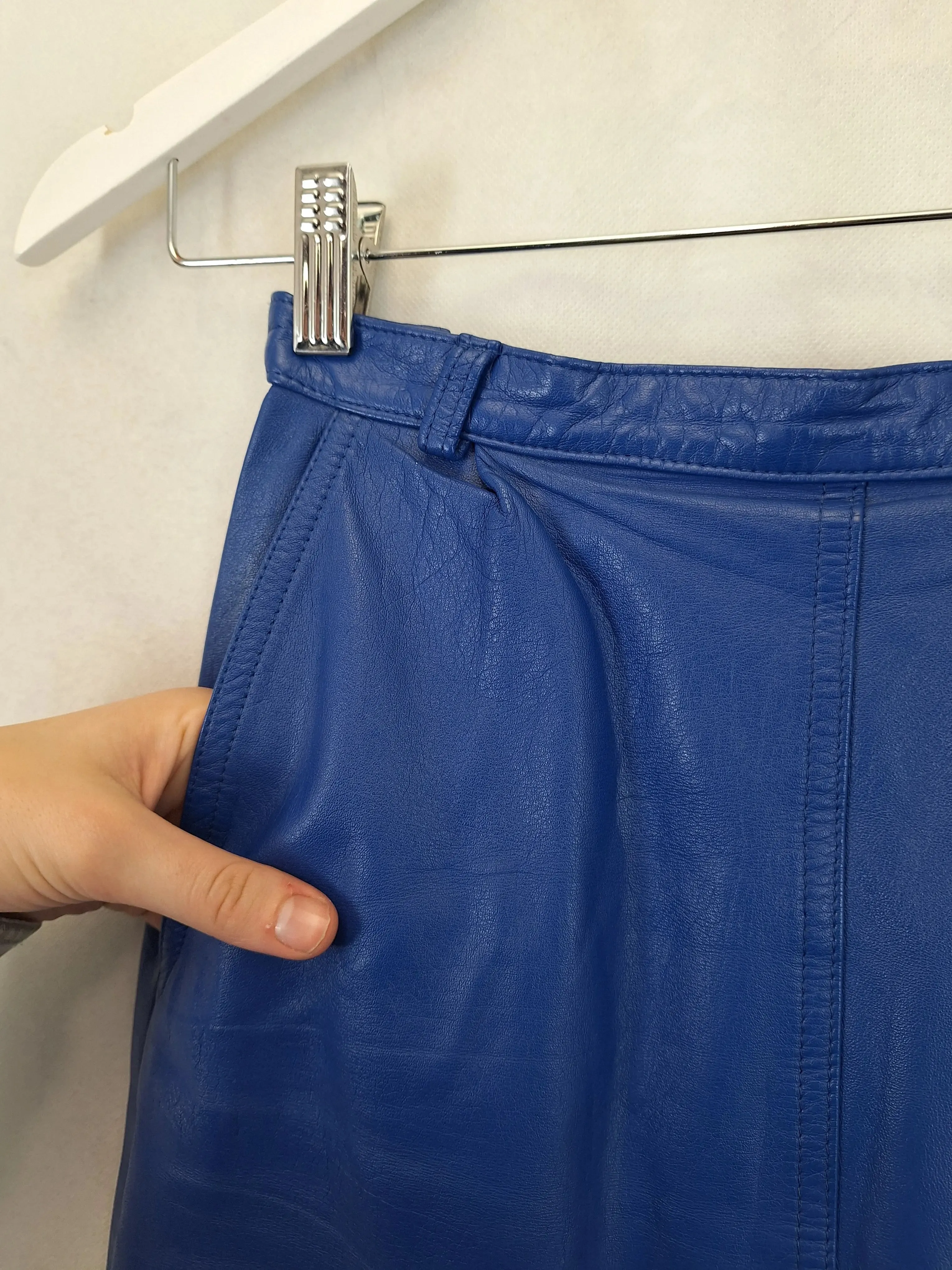 Assorted Brands Stylish Cobalt Leather Midi Skirt Size 12