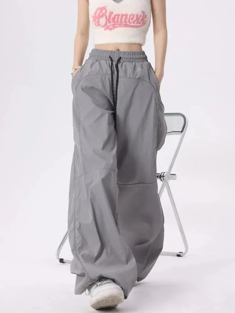 Back To School Joskaa Women's Palazzo Pants Streetwear Fashion Reflective Stripe Jogger Wide Leg Trousers Y2k Baggy Sweatpants Female Pantalon