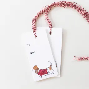 Basset Hound Holiday Sweater Gift Tags