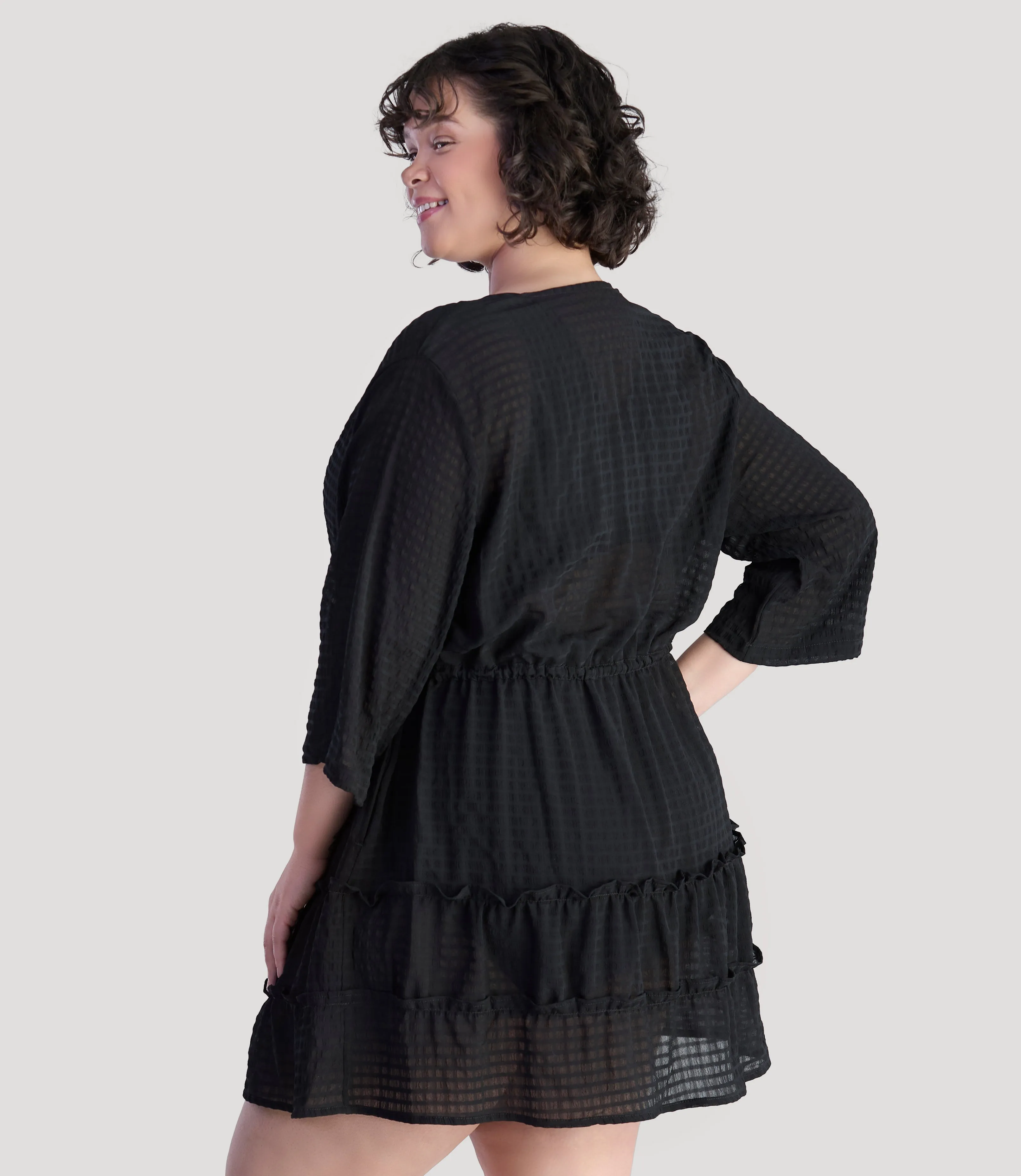 BellaStyle Tie Front Tiered Cover-Up