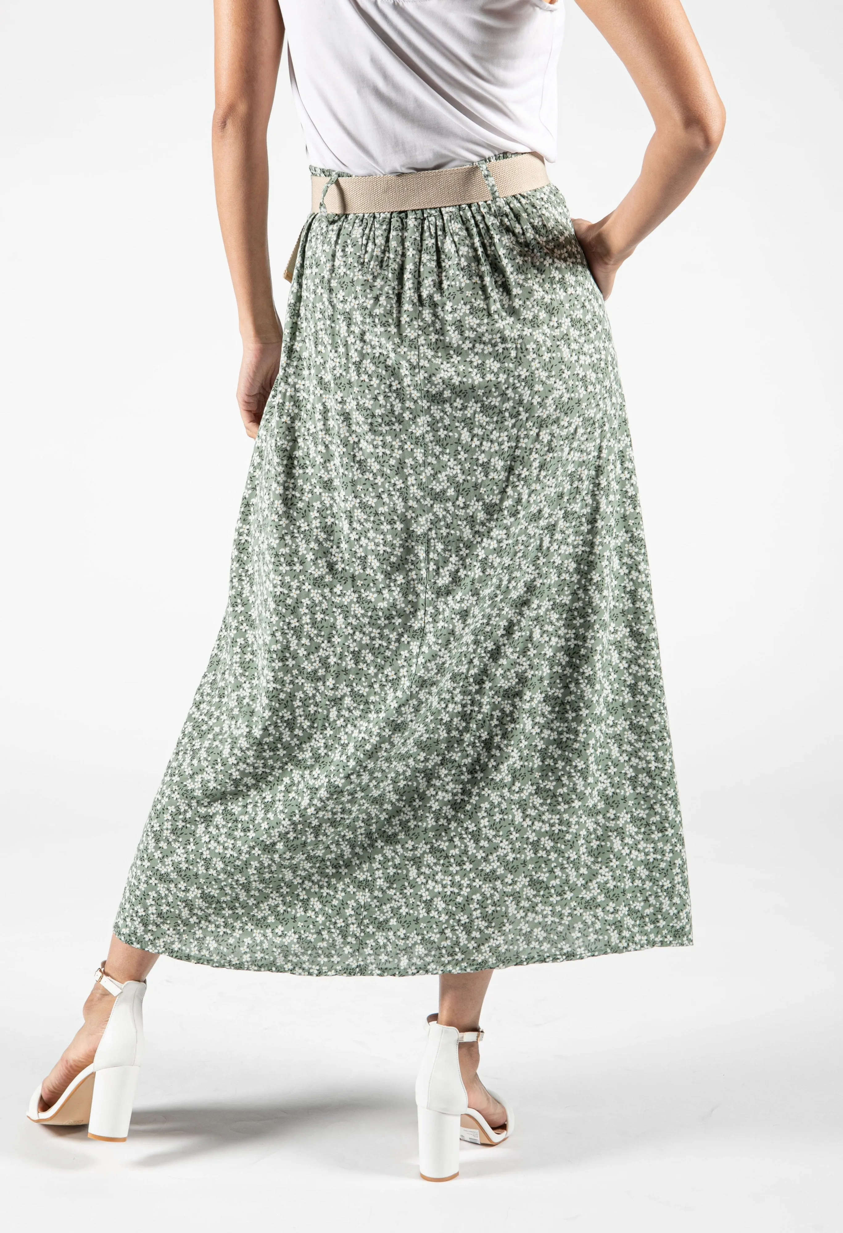 Belted Mini Bloom Skirt