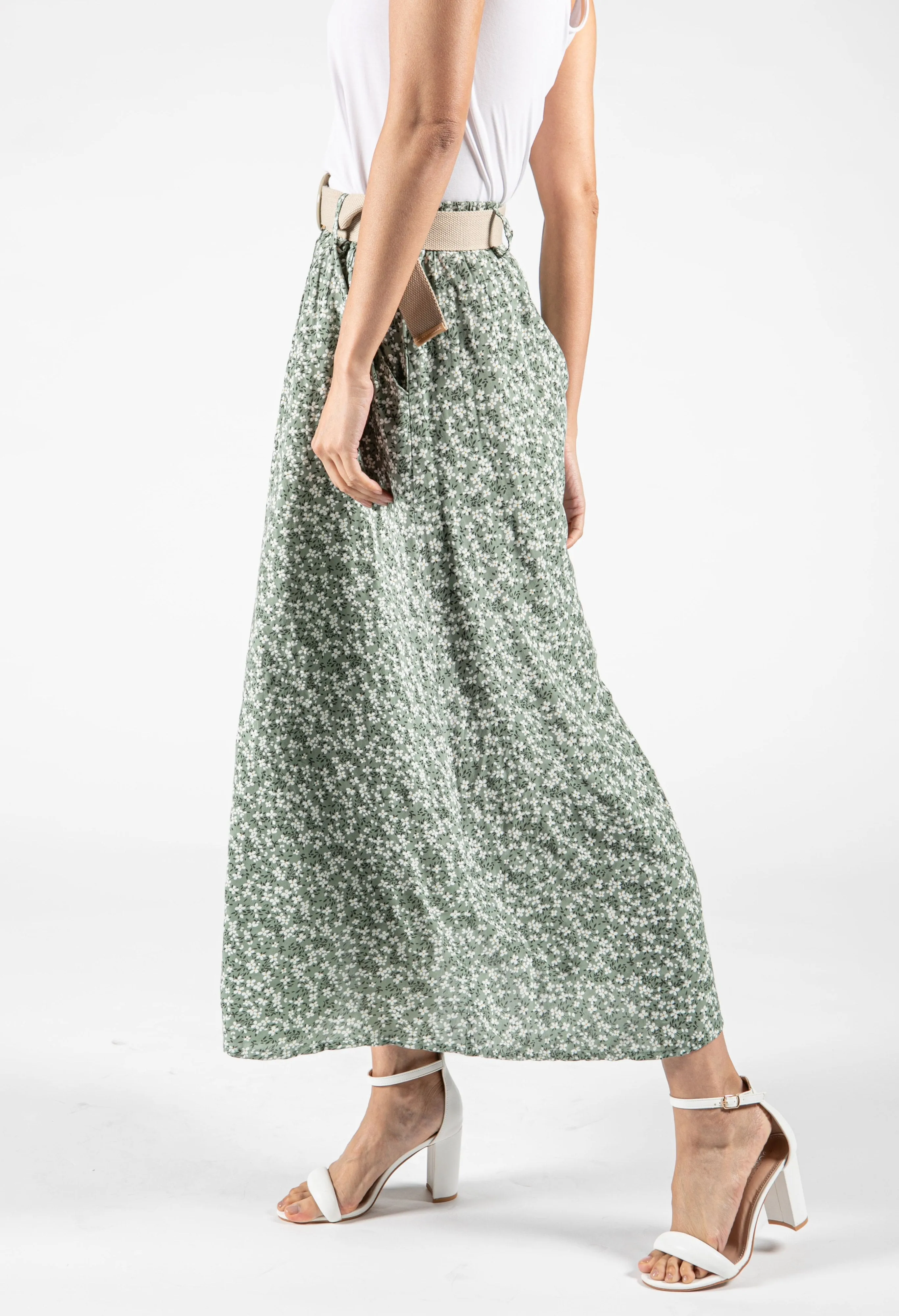 Belted Mini Bloom Skirt