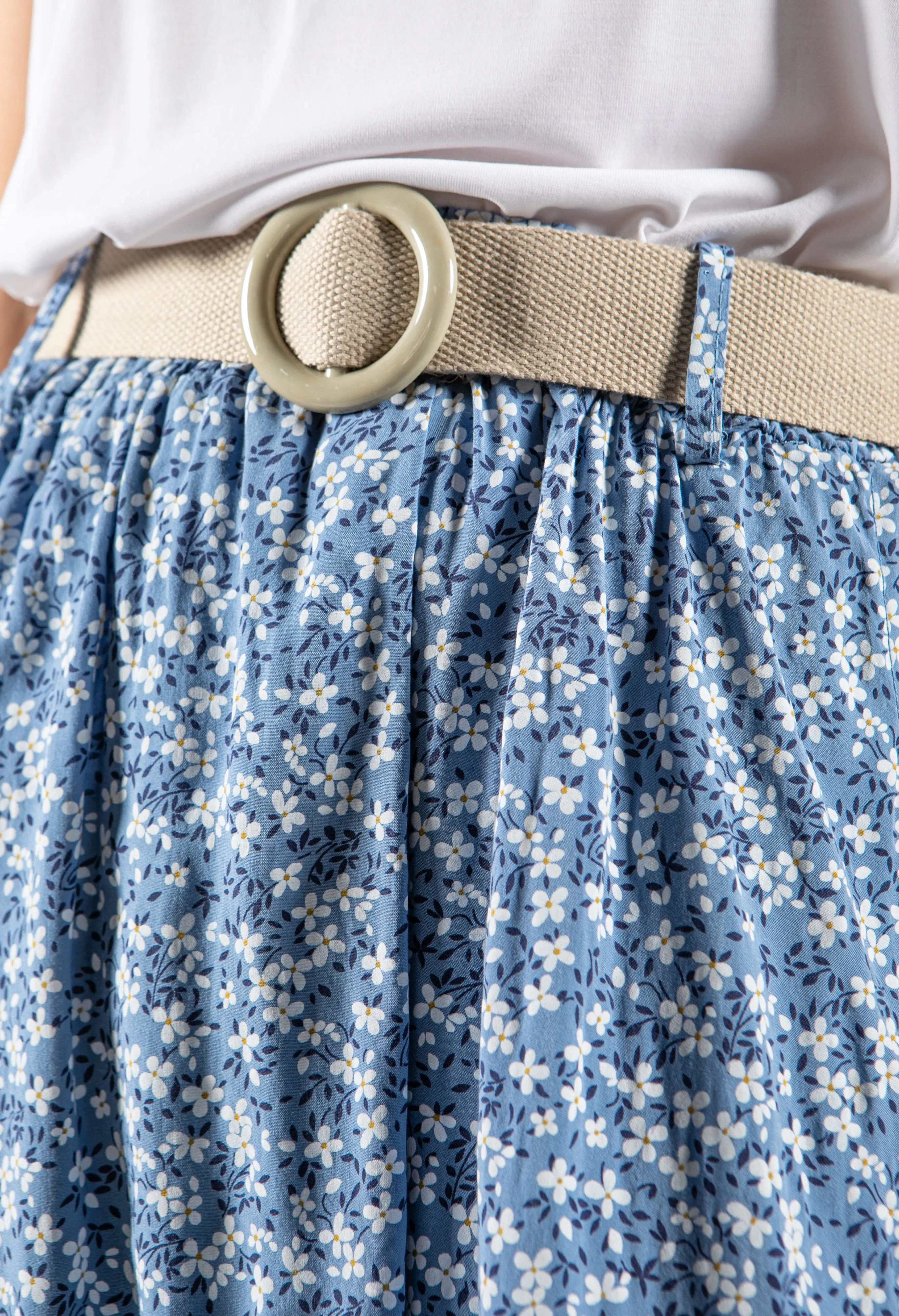 Belted Mini Bloom Skirt