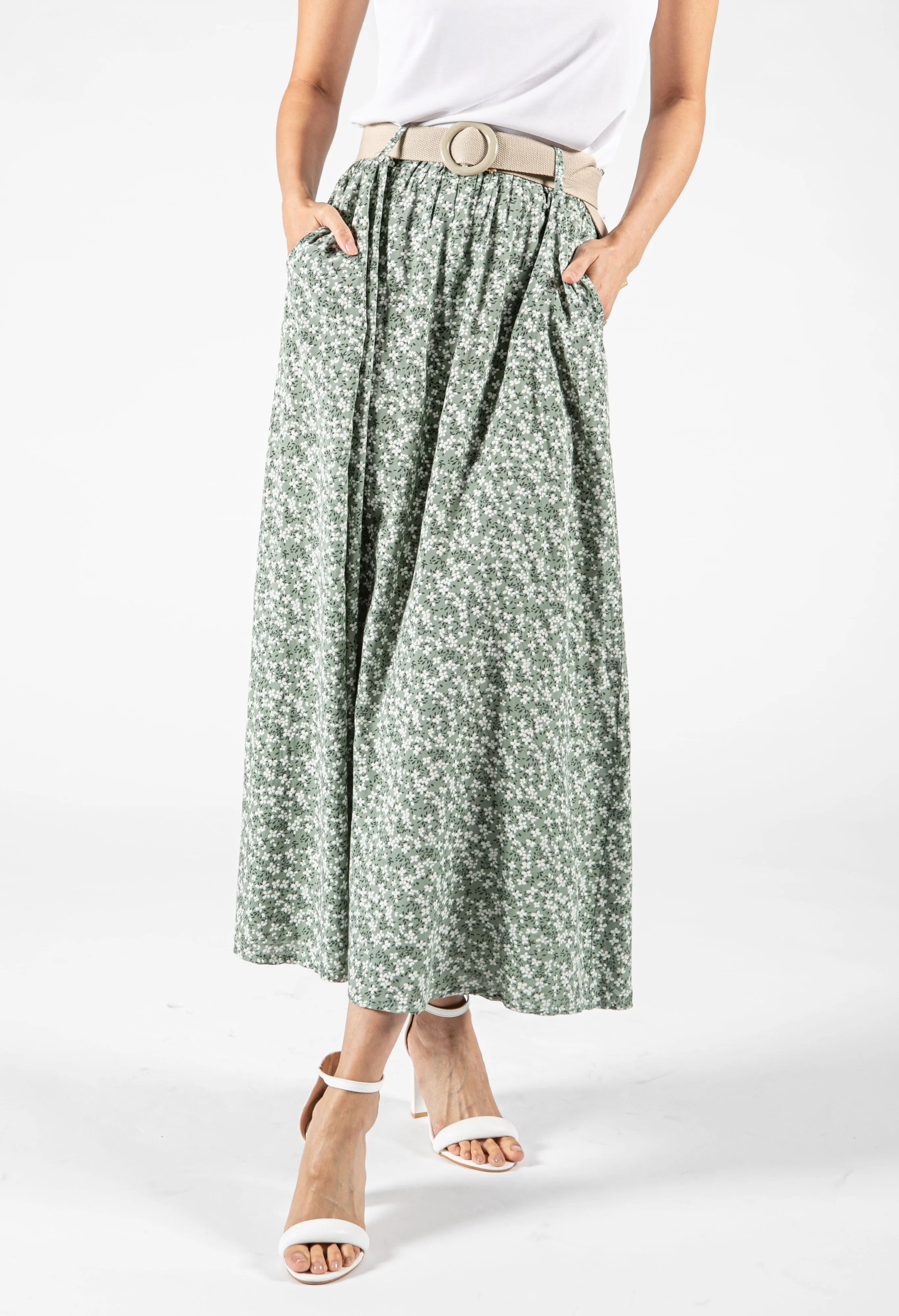 Belted Mini Bloom Skirt