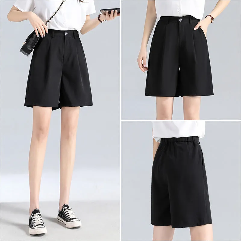 Bermuda Shorts Drape Suits Women Summer Loose High Waist Slim Look Outdoor Wide Leg Straight Pants Bermuda Shorts