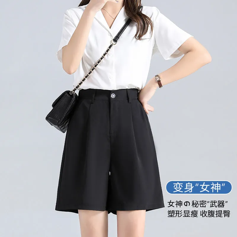 Bermuda Shorts Drape Suits Women Summer Loose High Waist Slim Look Outdoor Wide Leg Straight Pants Bermuda Shorts