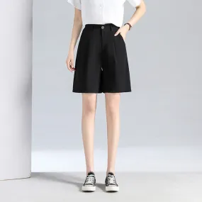 Bermuda Shorts Drape Suits Women Summer Loose High Waist Slim Look Outdoor Wide Leg Straight Pants Bermuda Shorts