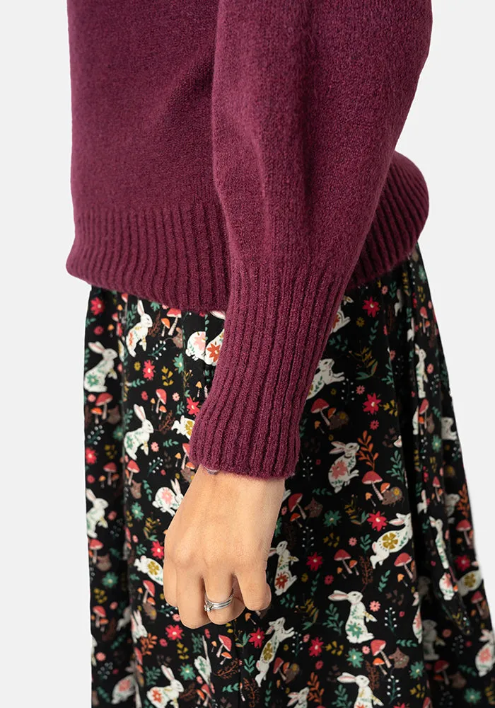 Berry Balloon Sleeve Jumper