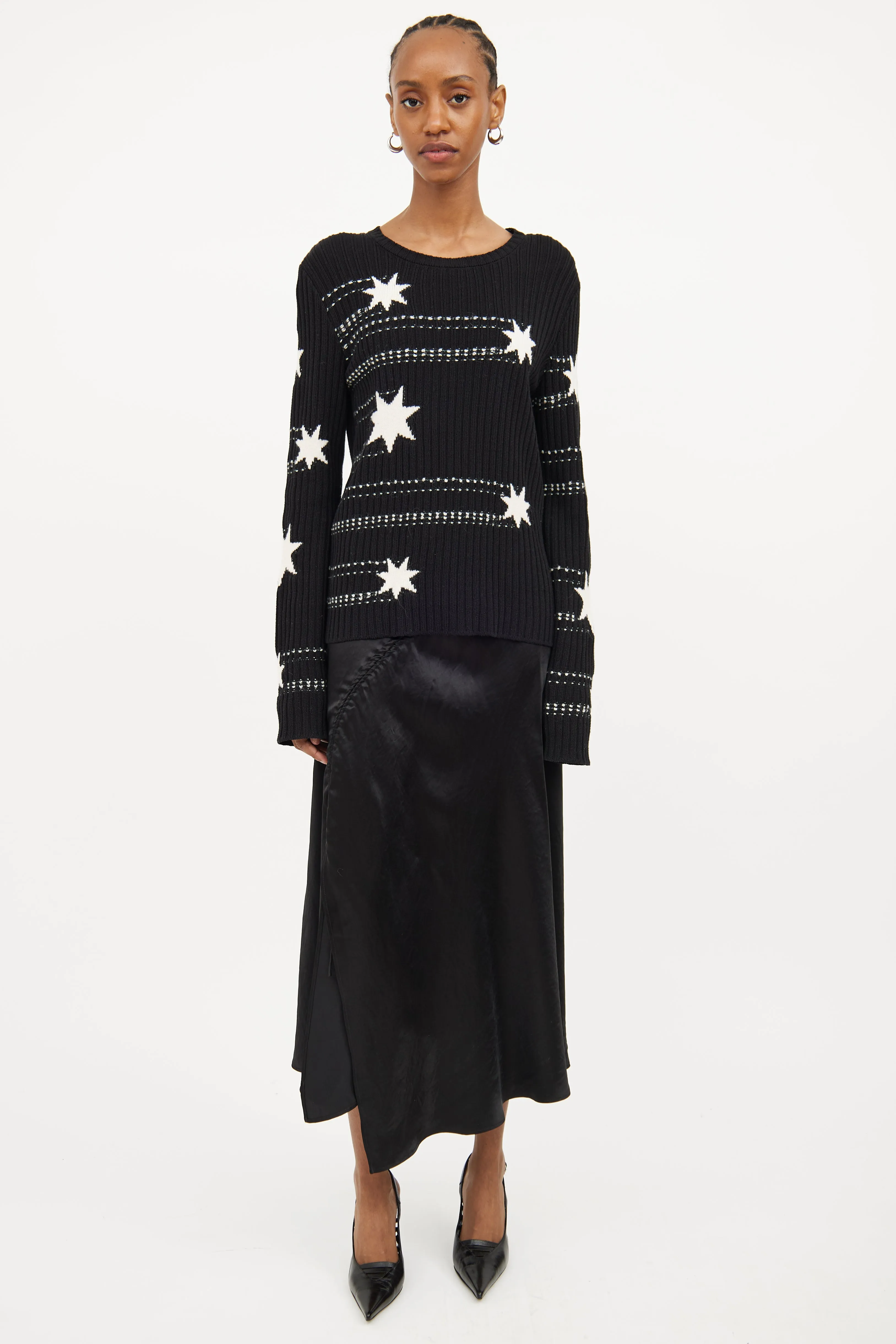 Black & White Star Knit Sweater