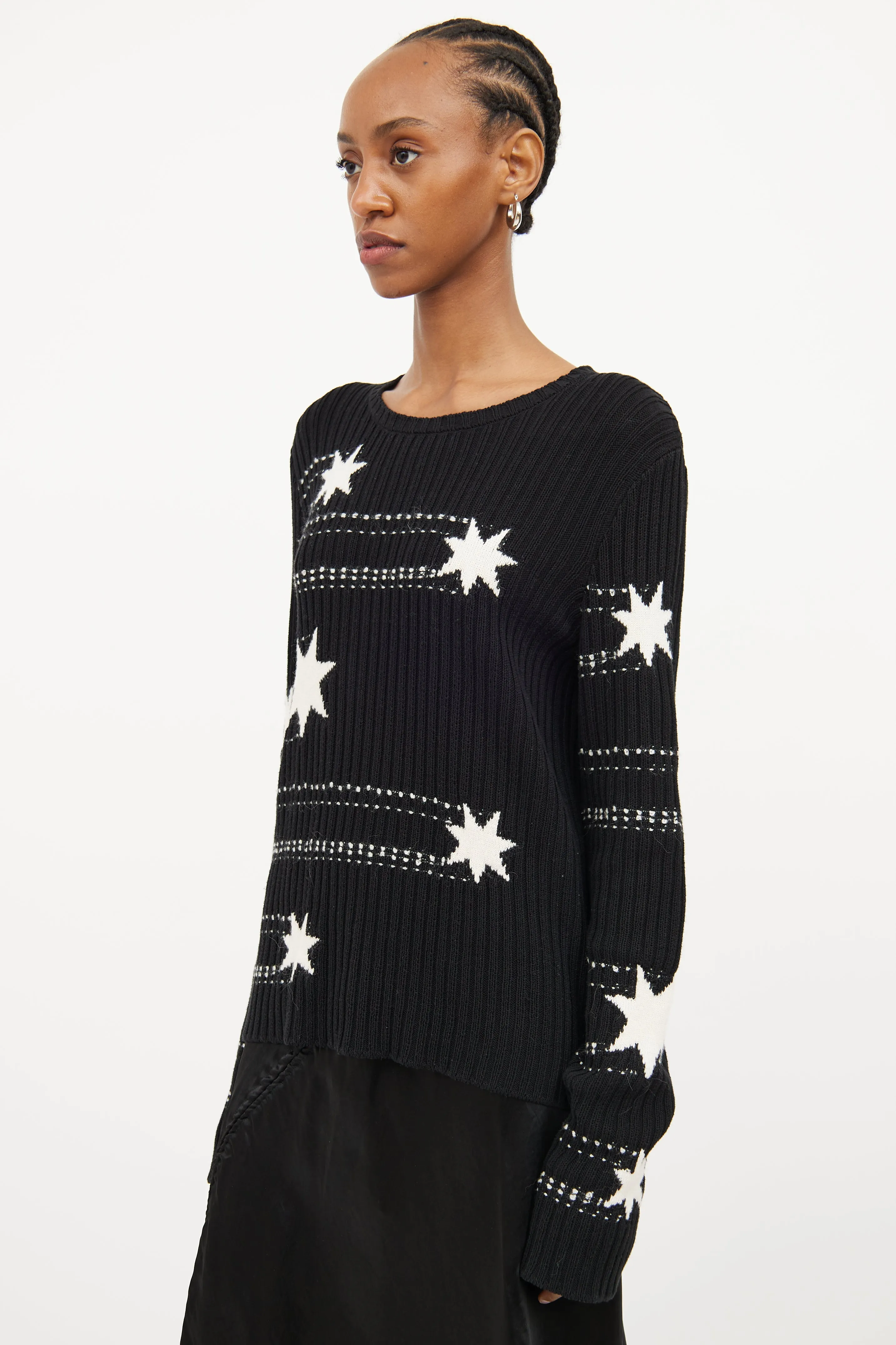 Black & White Star Knit Sweater