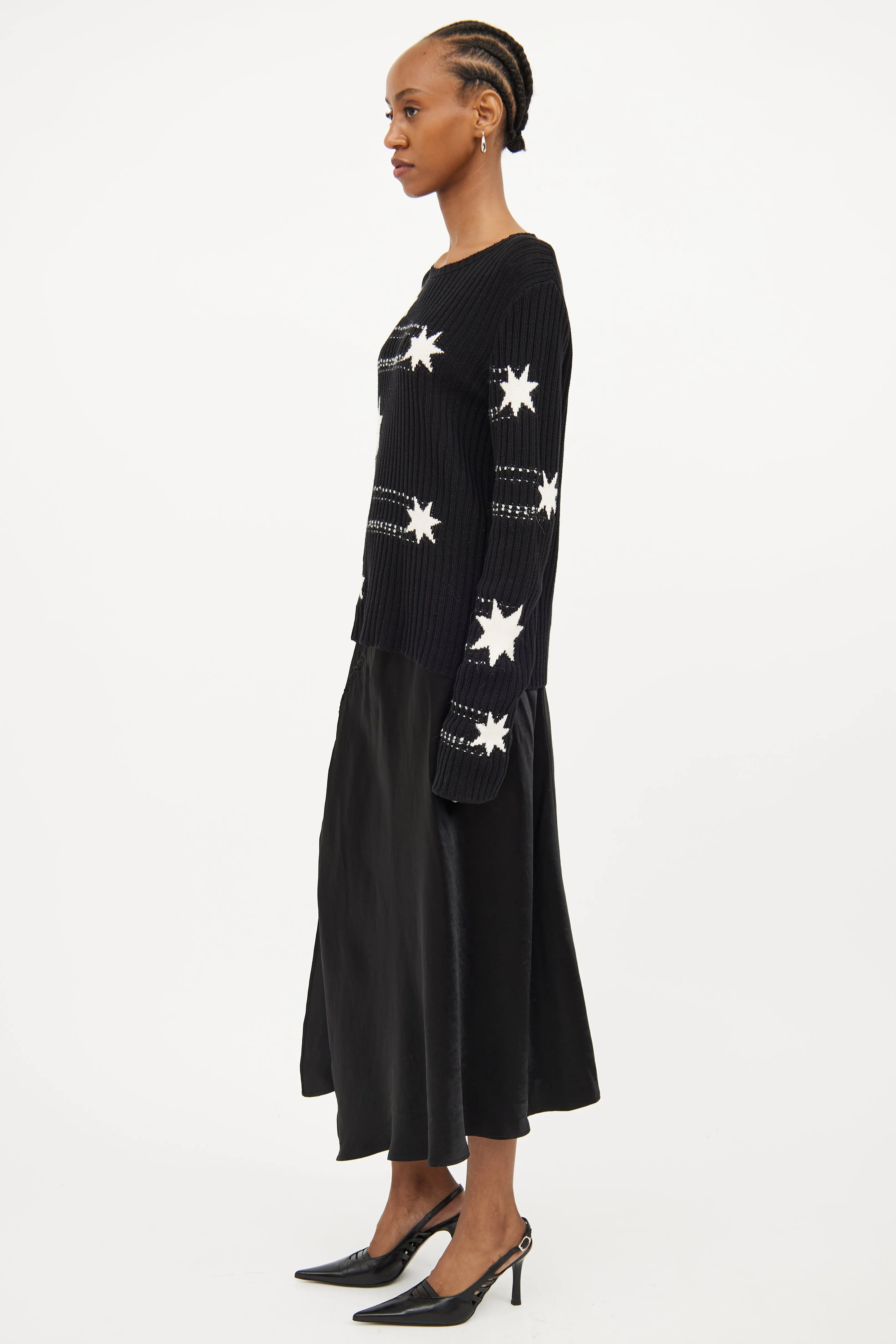 Black & White Star Knit Sweater