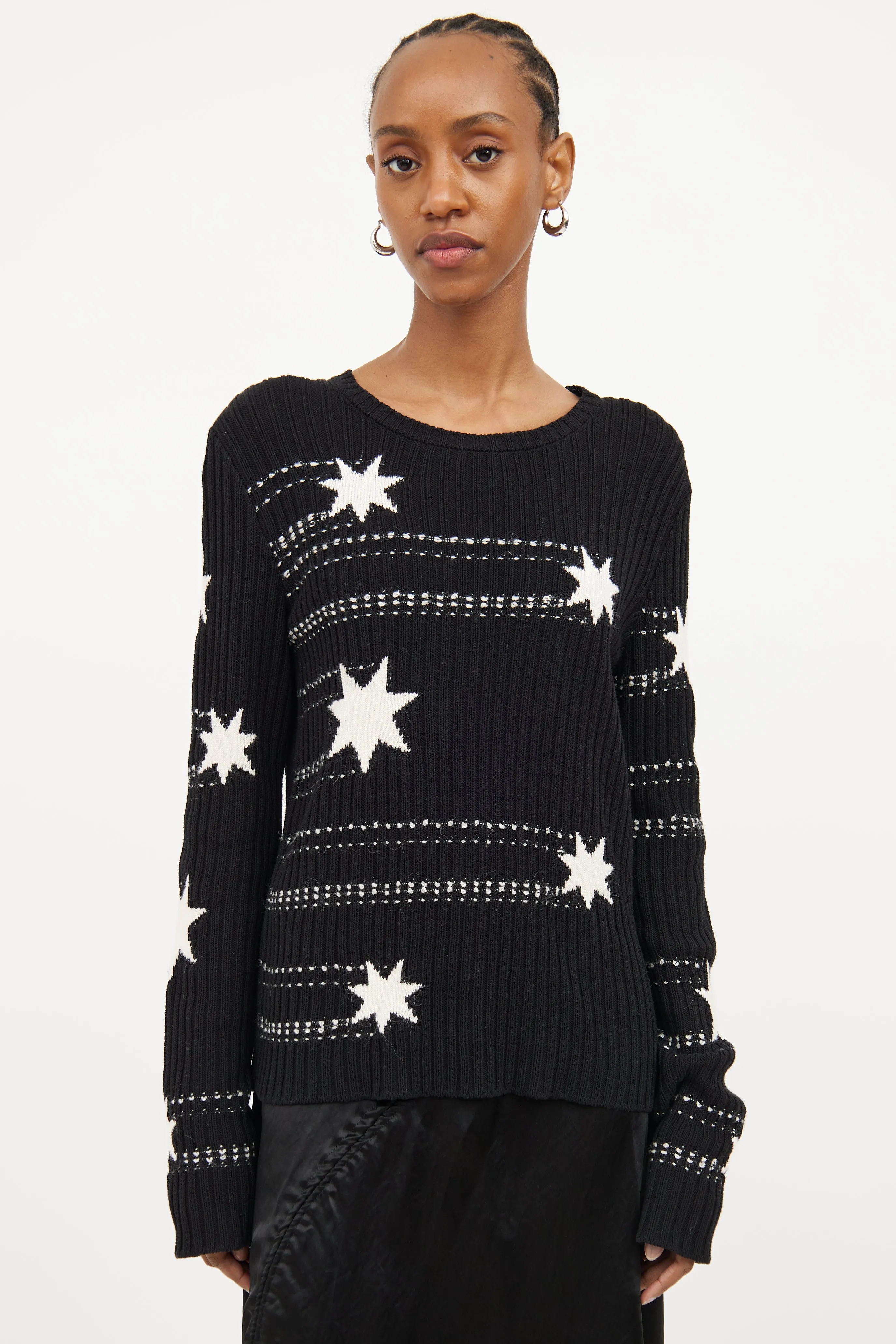 Black & White Star Knit Sweater