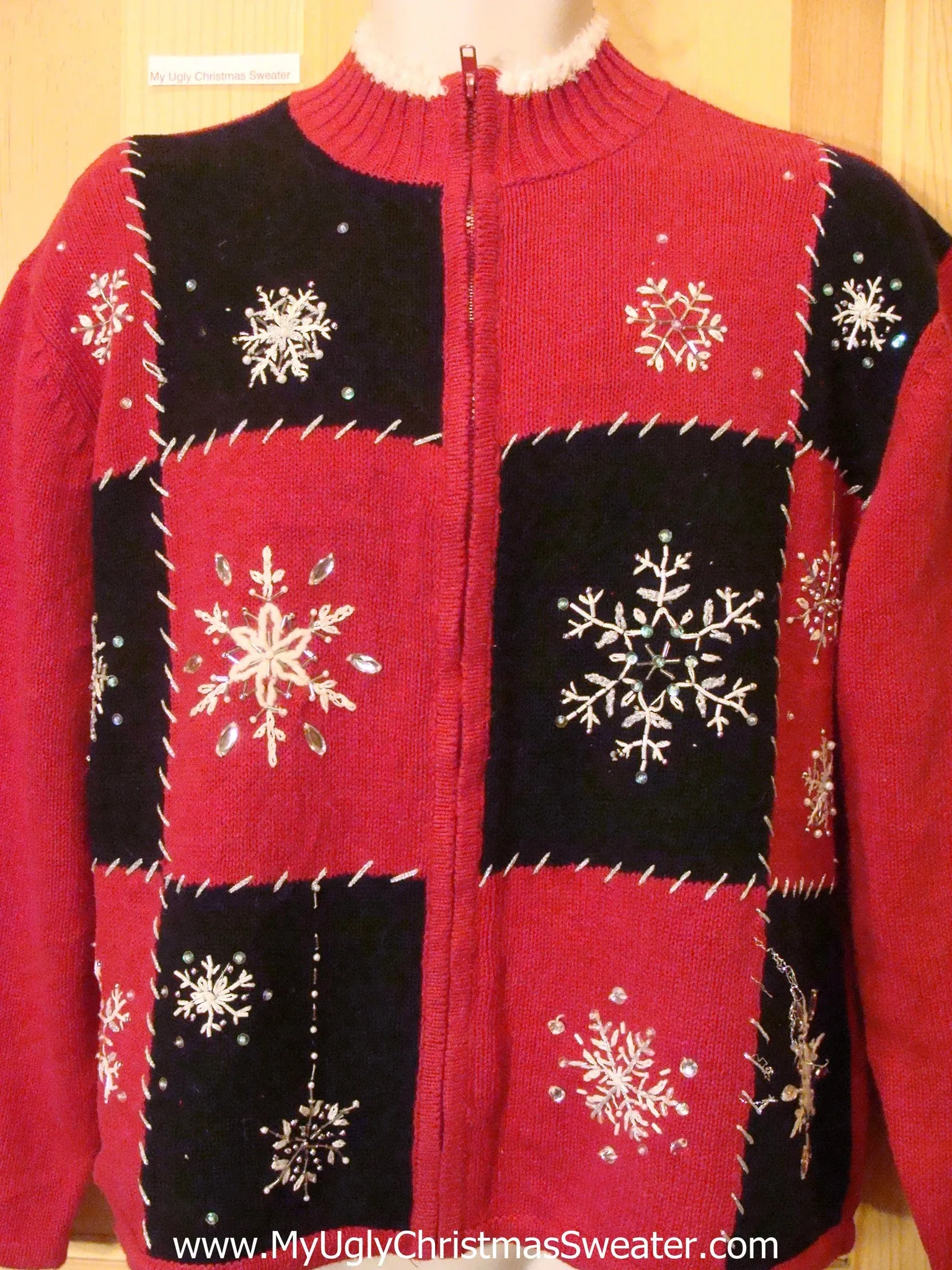 Black and Red Snowflakes Christmas Sweater
