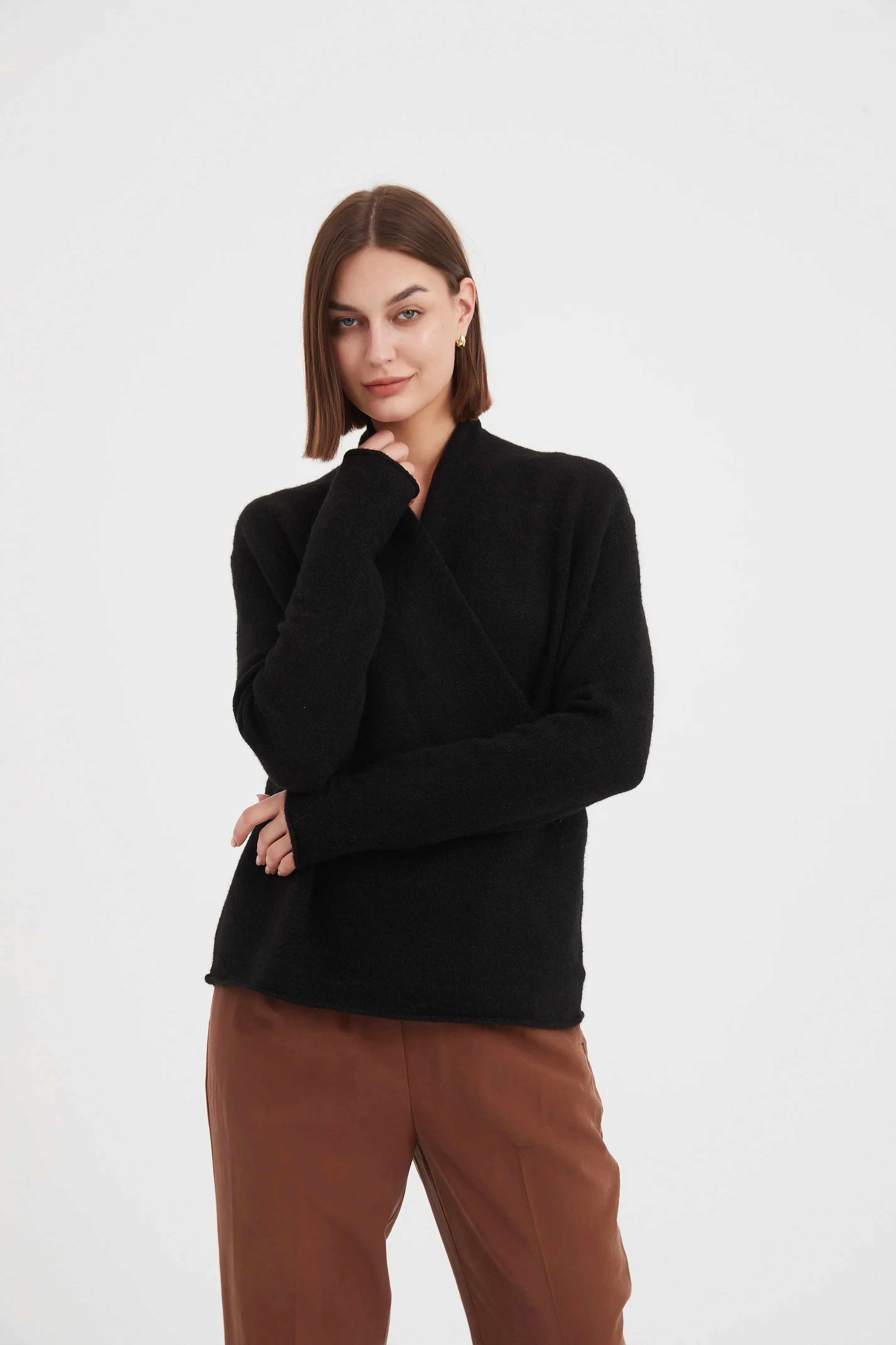 Black Front Wrap Knit