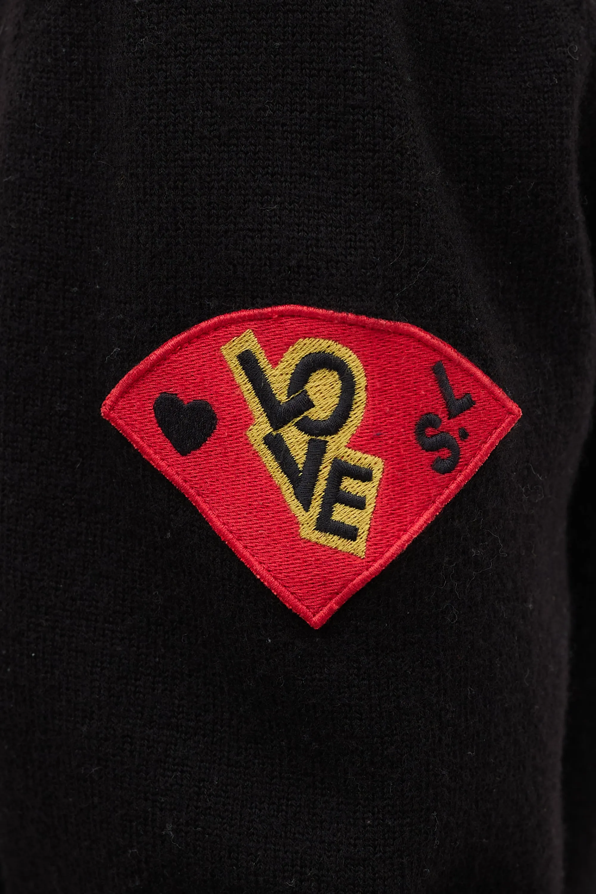 Black Knit & Red Love Patch Sweater
