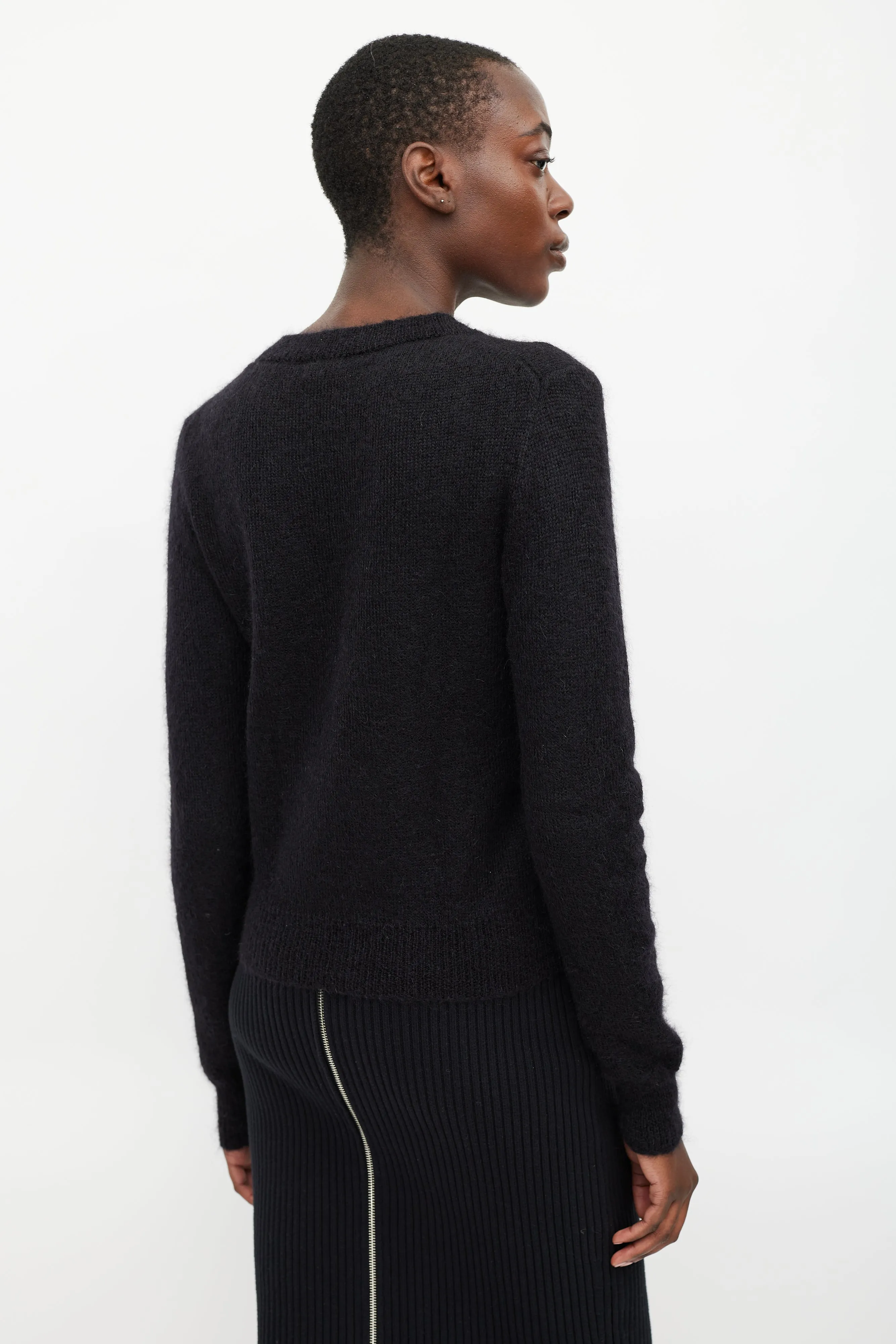 Black Wool Red Lip Sweater