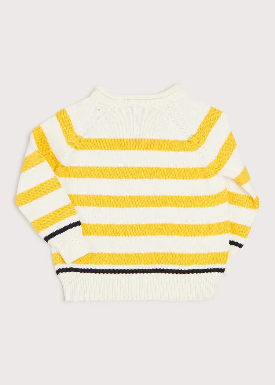 Bold Stripe Contrast Hem Jumper in White (12mths-10yrs)