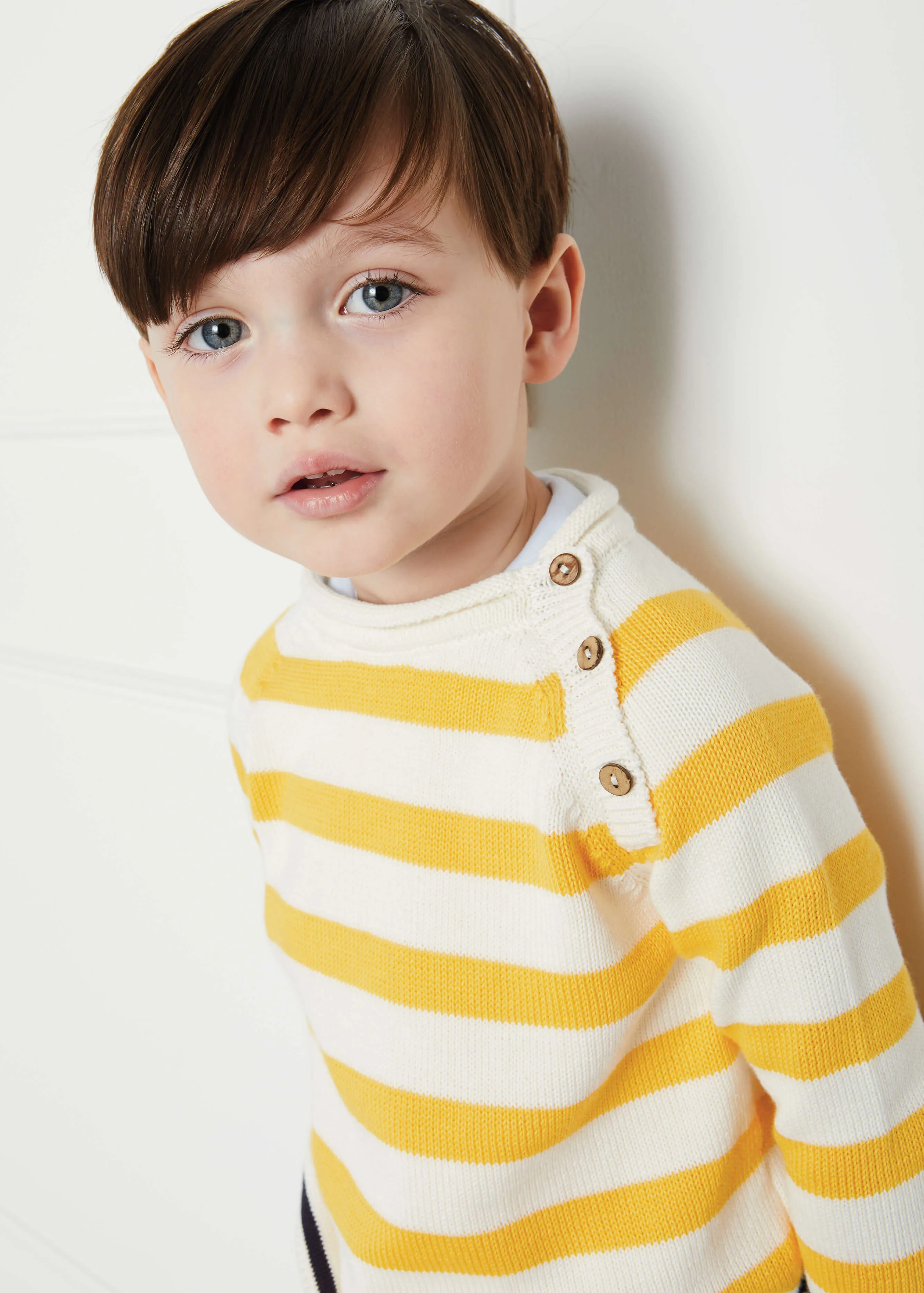 Bold Stripe Contrast Hem Jumper in White (12mths-10yrs)