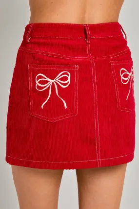 Bow skirt in red