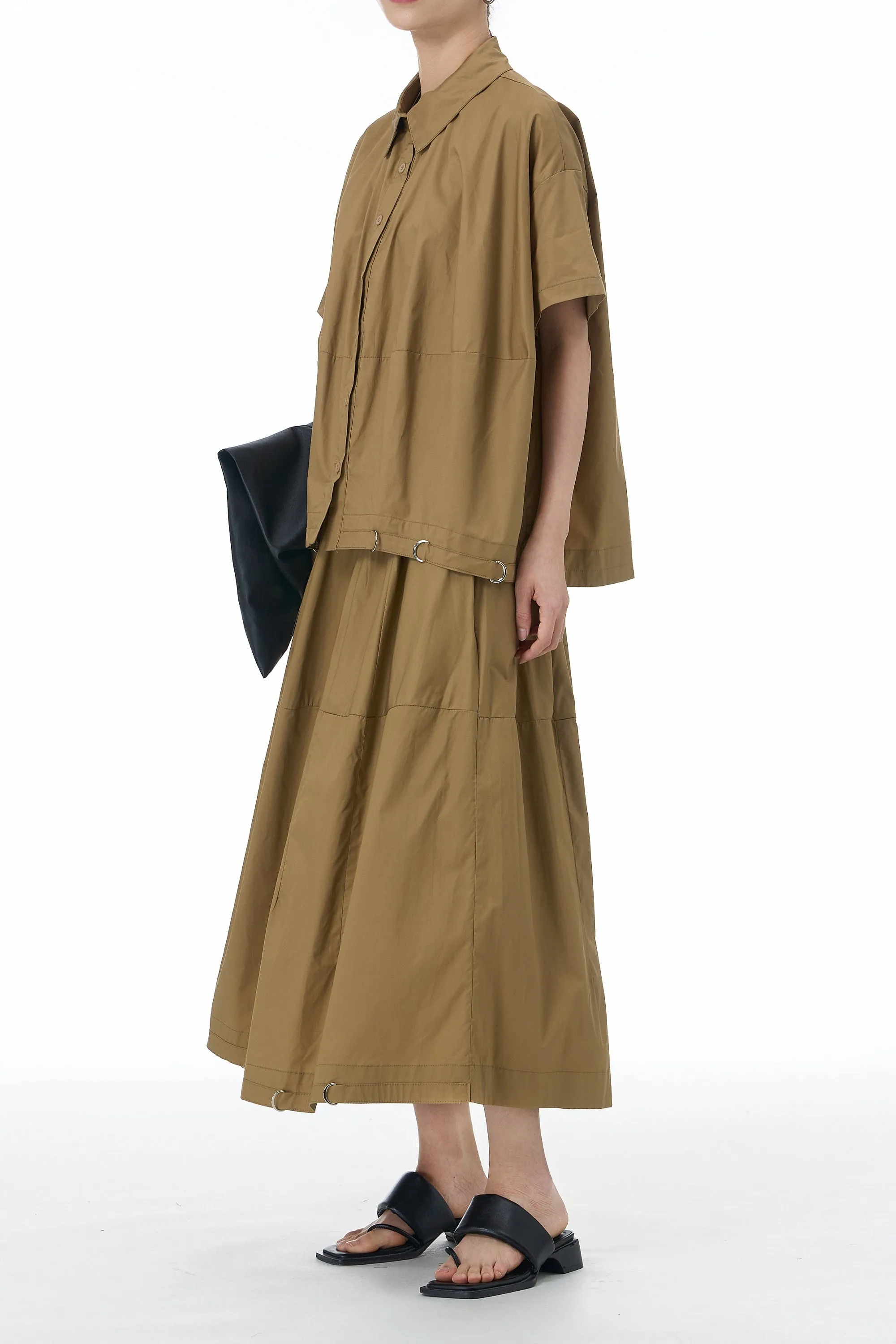 Camel Brown Skirt Cotton Coord Set