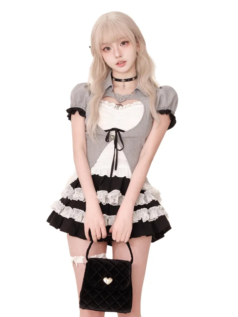 Camisole Cake White Black White   Black Love Top Grey Summer Skirt Letter
