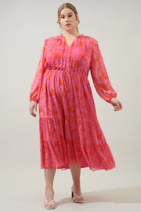 Carolina Reaper Kristen Tiered Midi Dress Curve