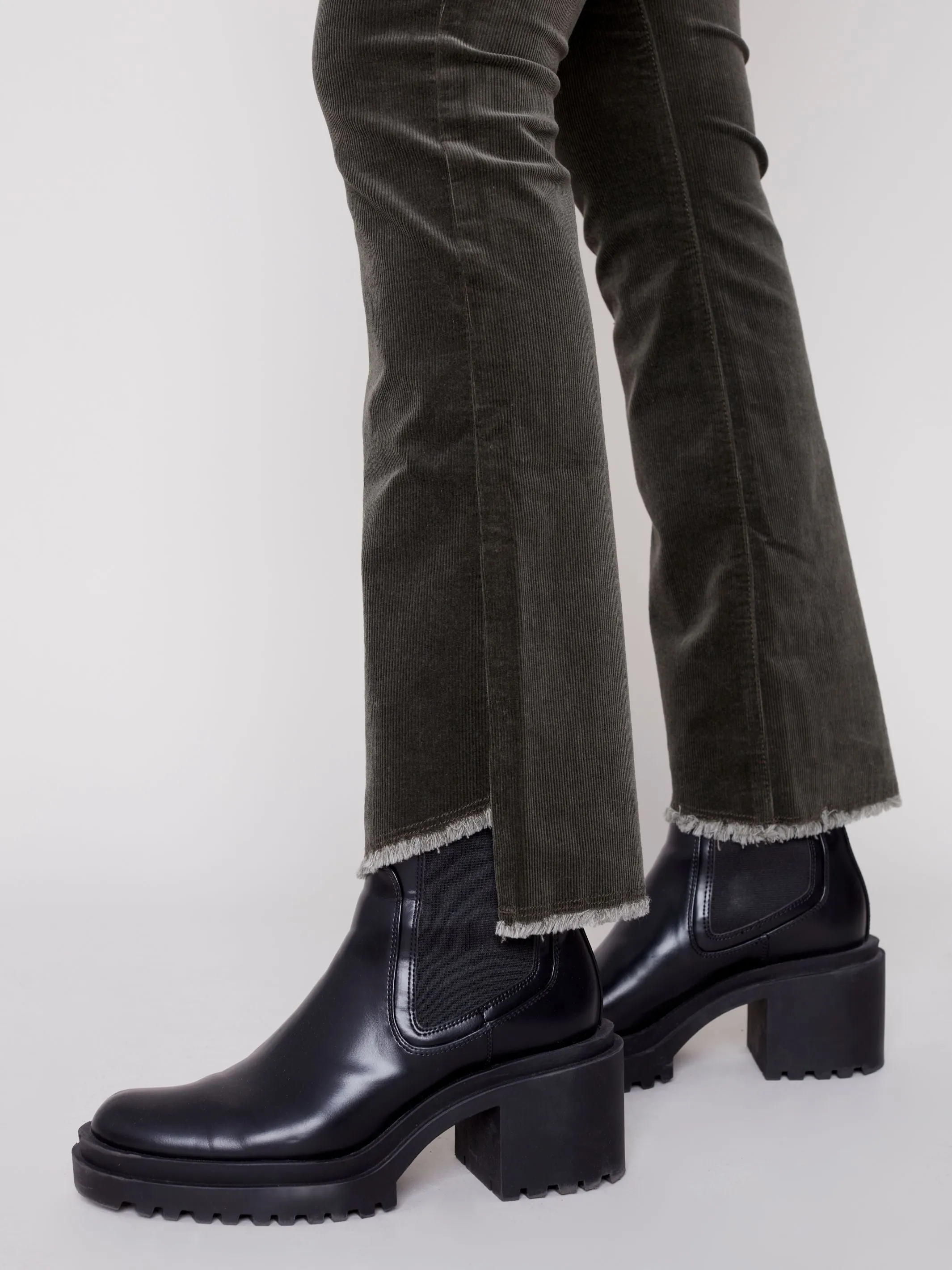 Charlie B. Pine Corduroy Raw Hem Slim Pant