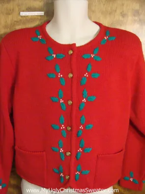 Cheap Red Ugly Christmas Sweater with Ivy