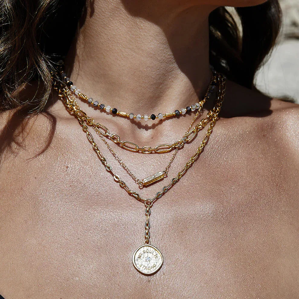 CHLOBO Aura Strengthening Black Rutilated Quartz Necklace Gold
