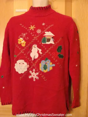 Christmas Sweater Red with Tic Tac Toe Designs