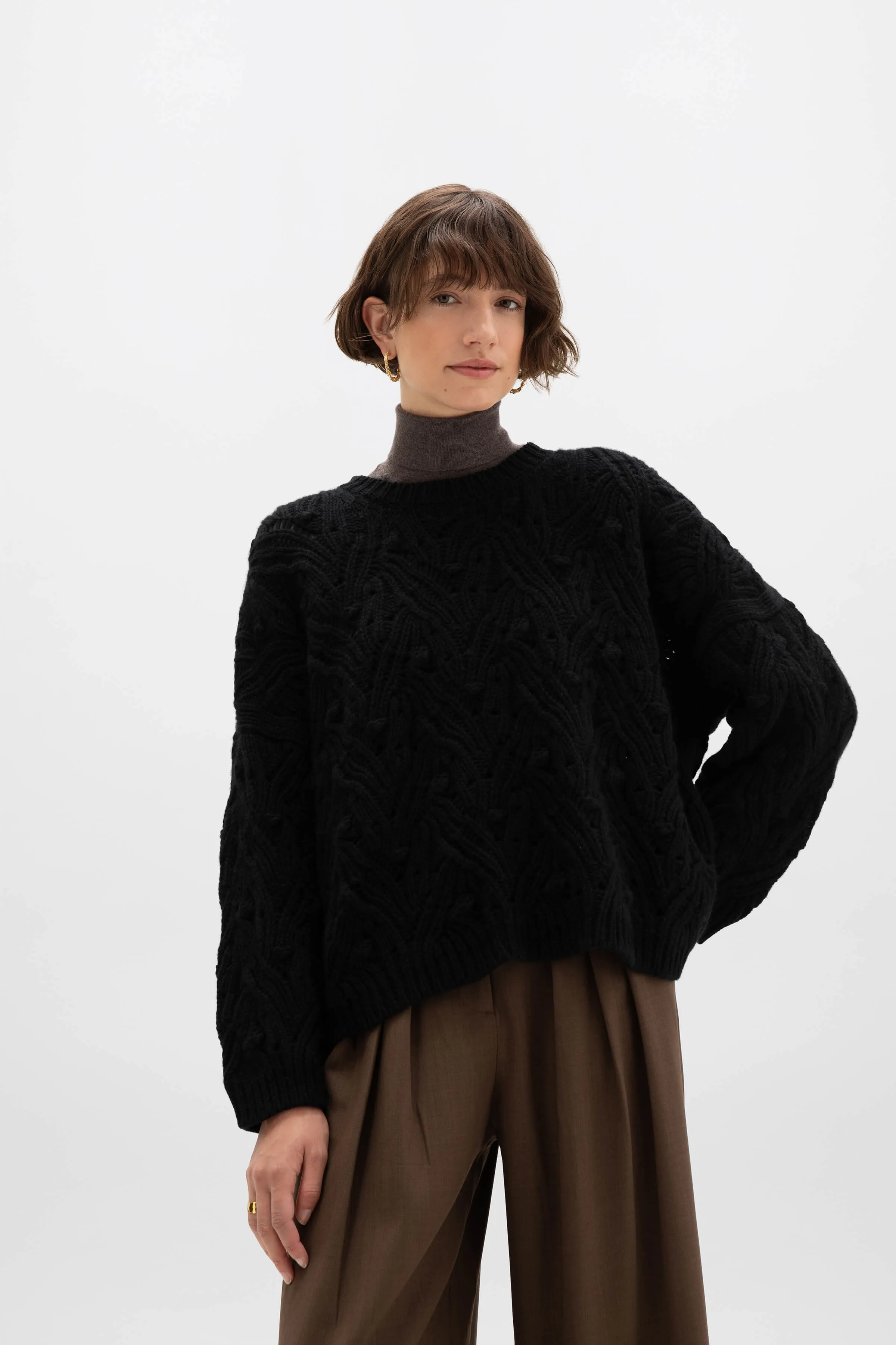 Chunky Lace Stitch Cashmere Jumper