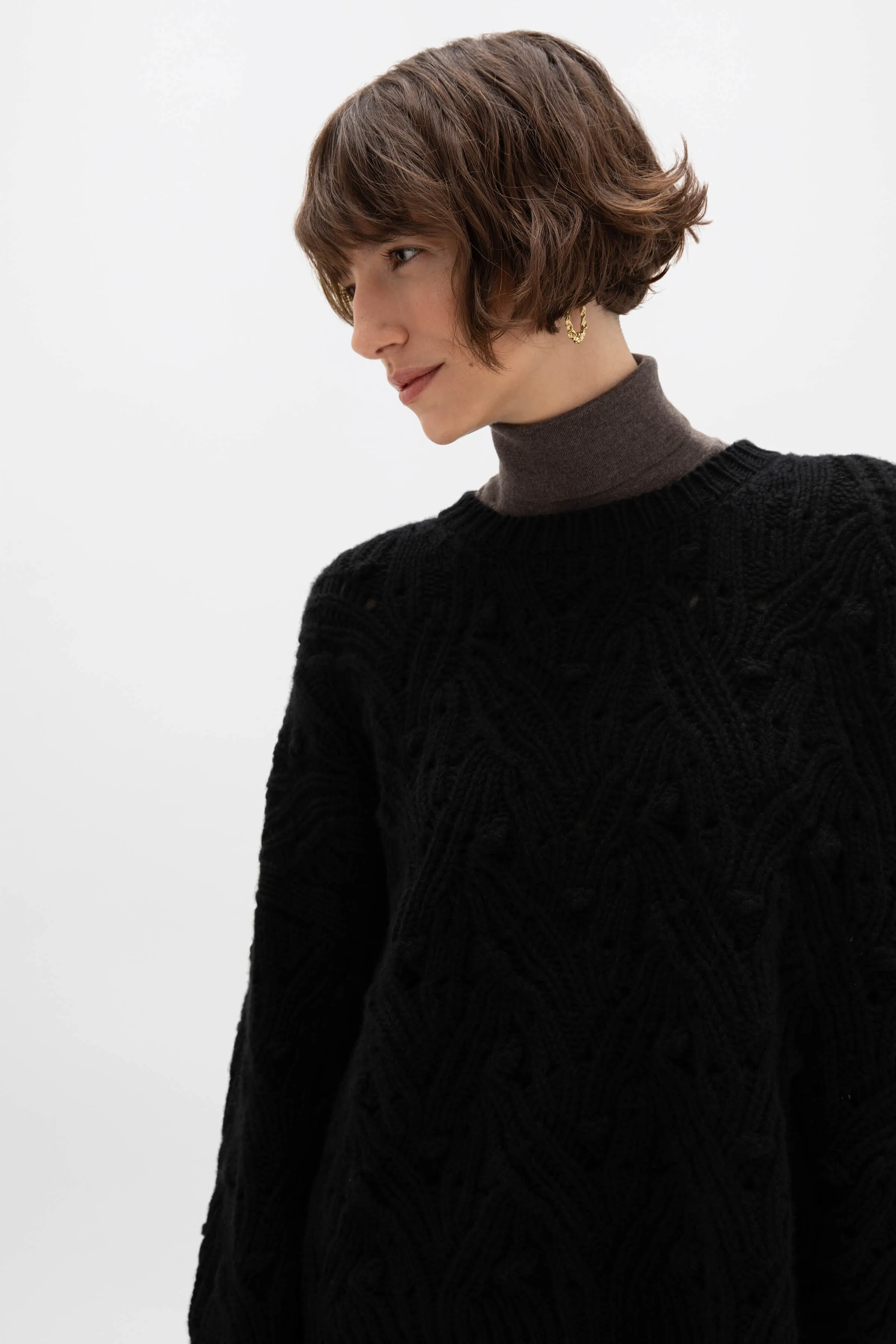Chunky Lace Stitch Cashmere Jumper