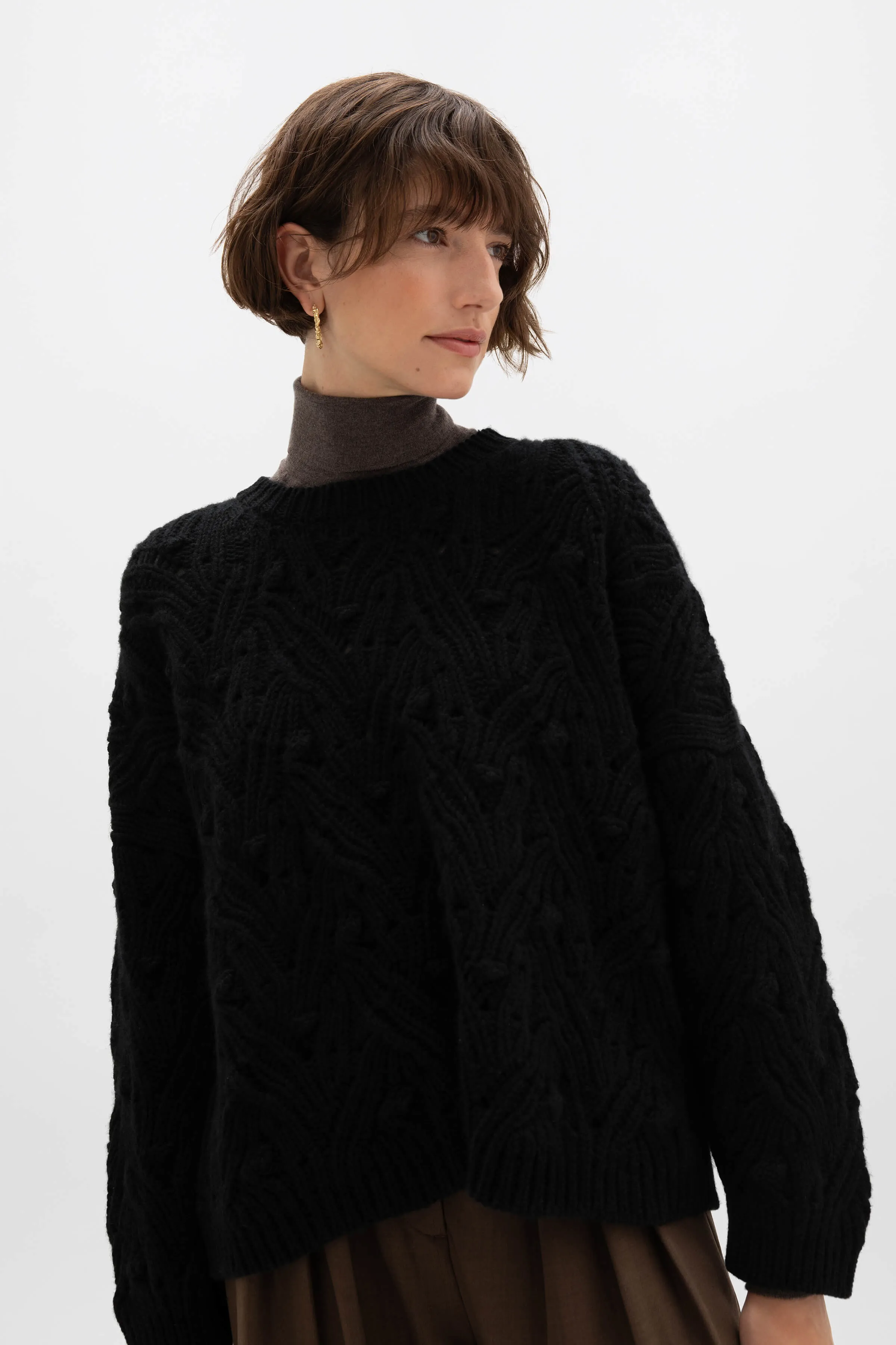 Chunky Lace Stitch Cashmere Jumper
