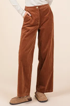 Corduroy Straight Leg Pants in Camel