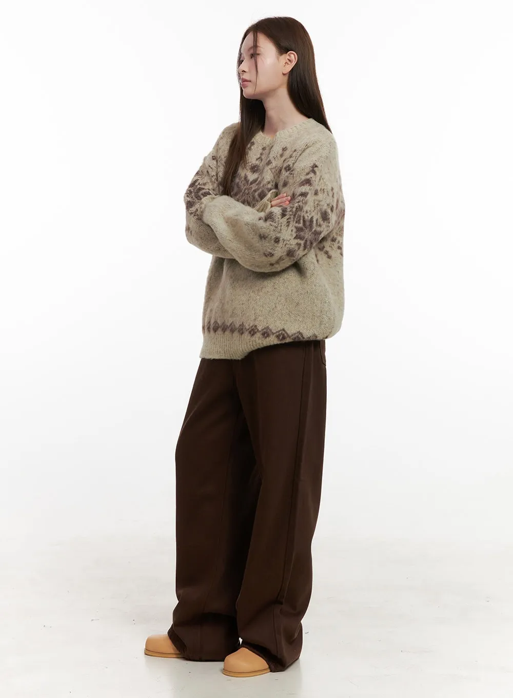 Cozy Wide Leg Cotton Pants OD418