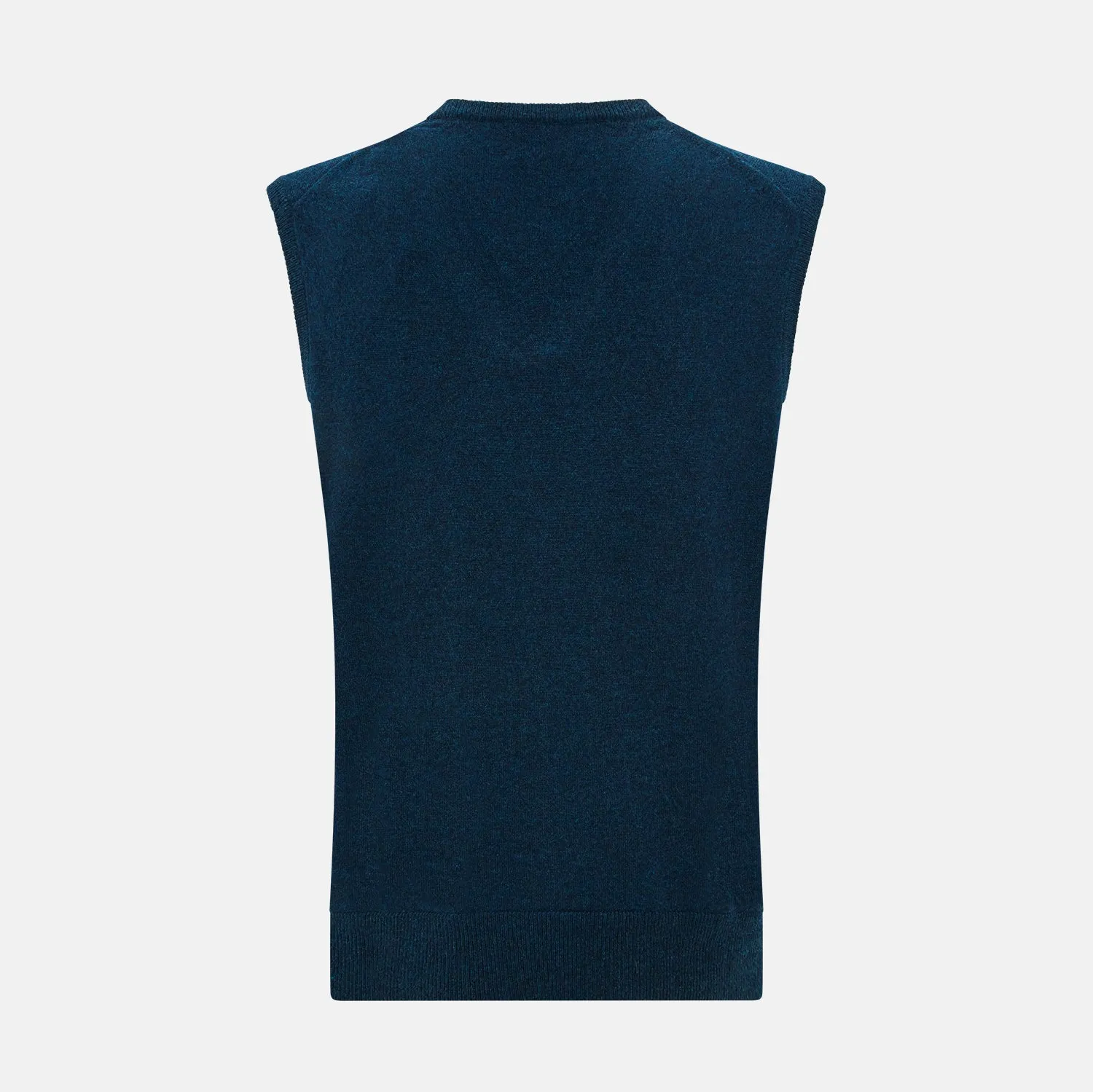 Dark Green Melange Cashmere V-Neck Vest