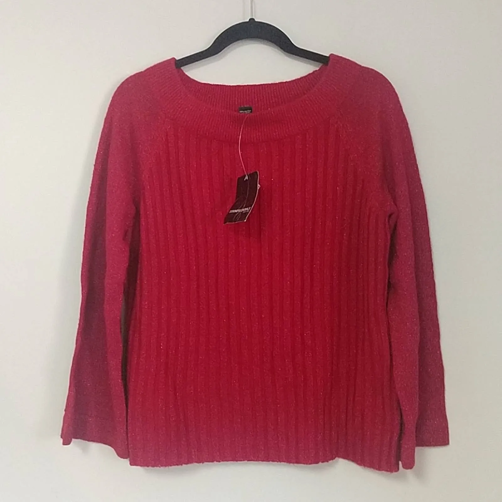 Designers Originals Red Sparkle Ribbed Sweater