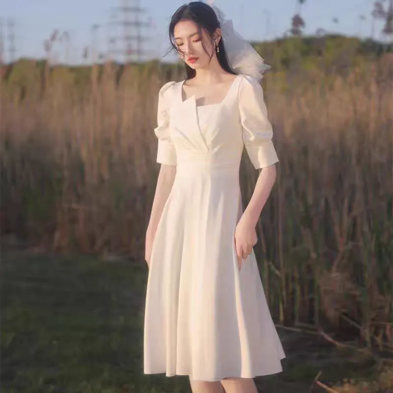 EG-SALE-AME-00105 Evening dress for women, light luxury, niche, high-end party, high-end feeling, usually can be worn, blue bridesmaid dress,