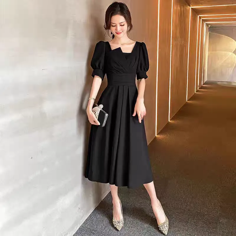 EG-SALE-AME-00105 Evening dress for women, light luxury, niche, high-end party, high-end feeling, usually can be worn, blue bridesmaid dress,