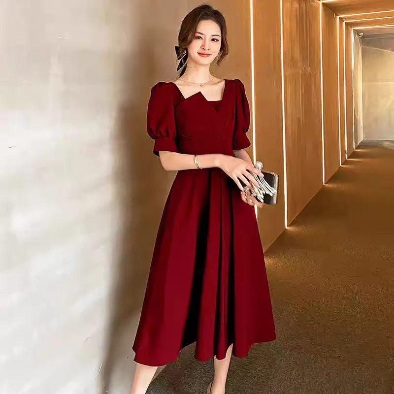 EG-SALE-AME-00105 Evening dress for women, light luxury, niche, high-end party, high-end feeling, usually can be worn, blue bridesmaid dress,