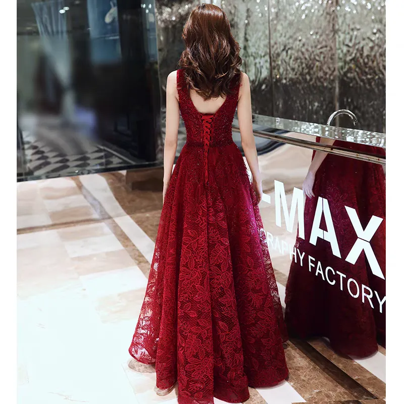EG-SALE-AME-00113 Burgundy toast dress bride high-end wedding day casual dress high-end evening dress engagement dress