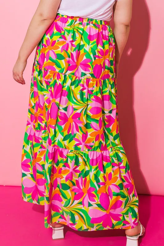 Flying Tomato Plus Size Printed Poplin Skirt
