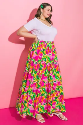 Flying Tomato Plus Size Printed Poplin Skirt