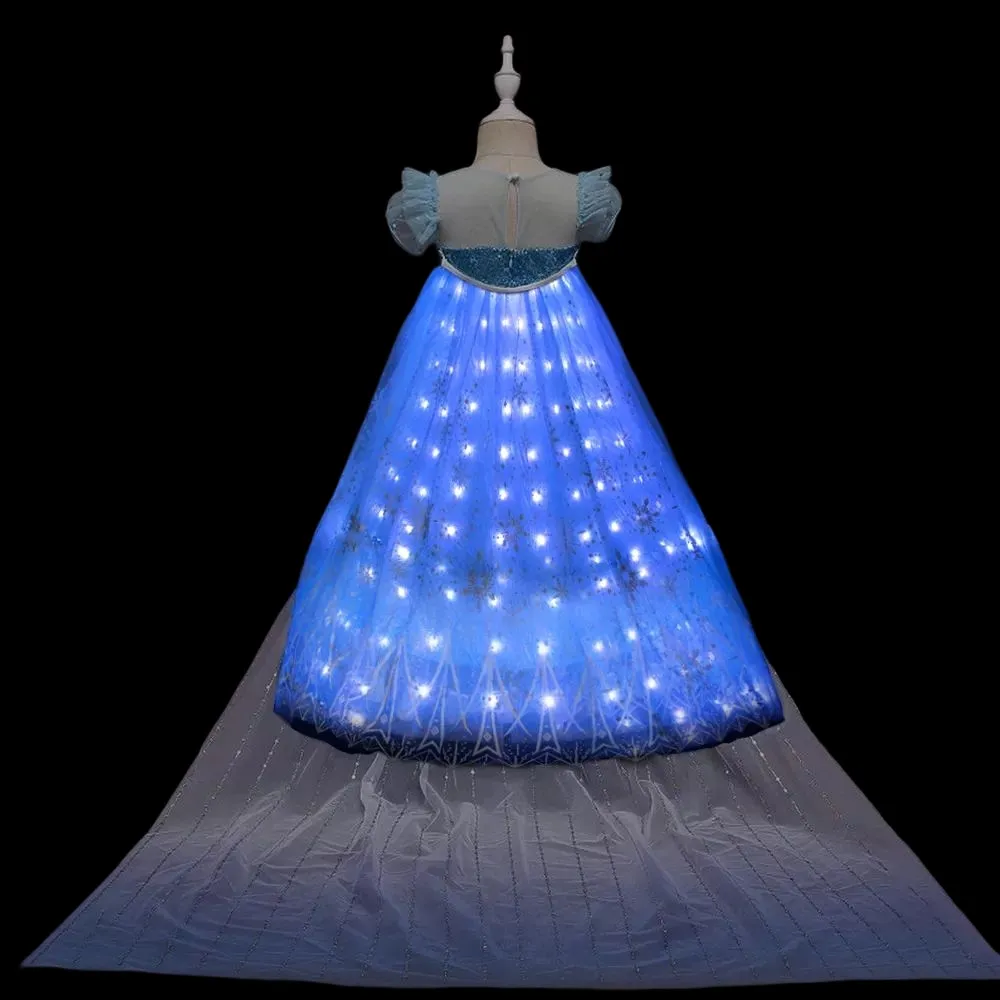 Frozen Princess Elsa LED Light Up Dress for Girls Kids
